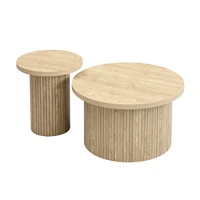 Anajqaqia Lot de 2 tables basses 66*66*40+40*40*46 cm, table ronde double, table d'appoint, table de salon multifonctionnelle 6