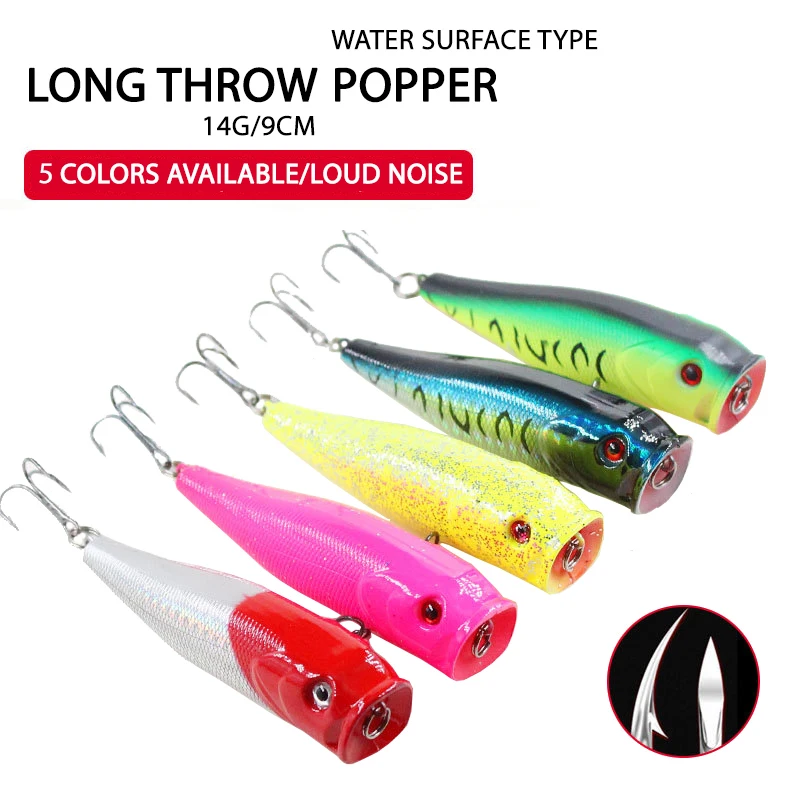 

Goture 9cm/14g Popper Fishing Lure Wobbler Topwater Floating Poppers Bionic Bait Water Surface Lure for Freshwater and Saltwater