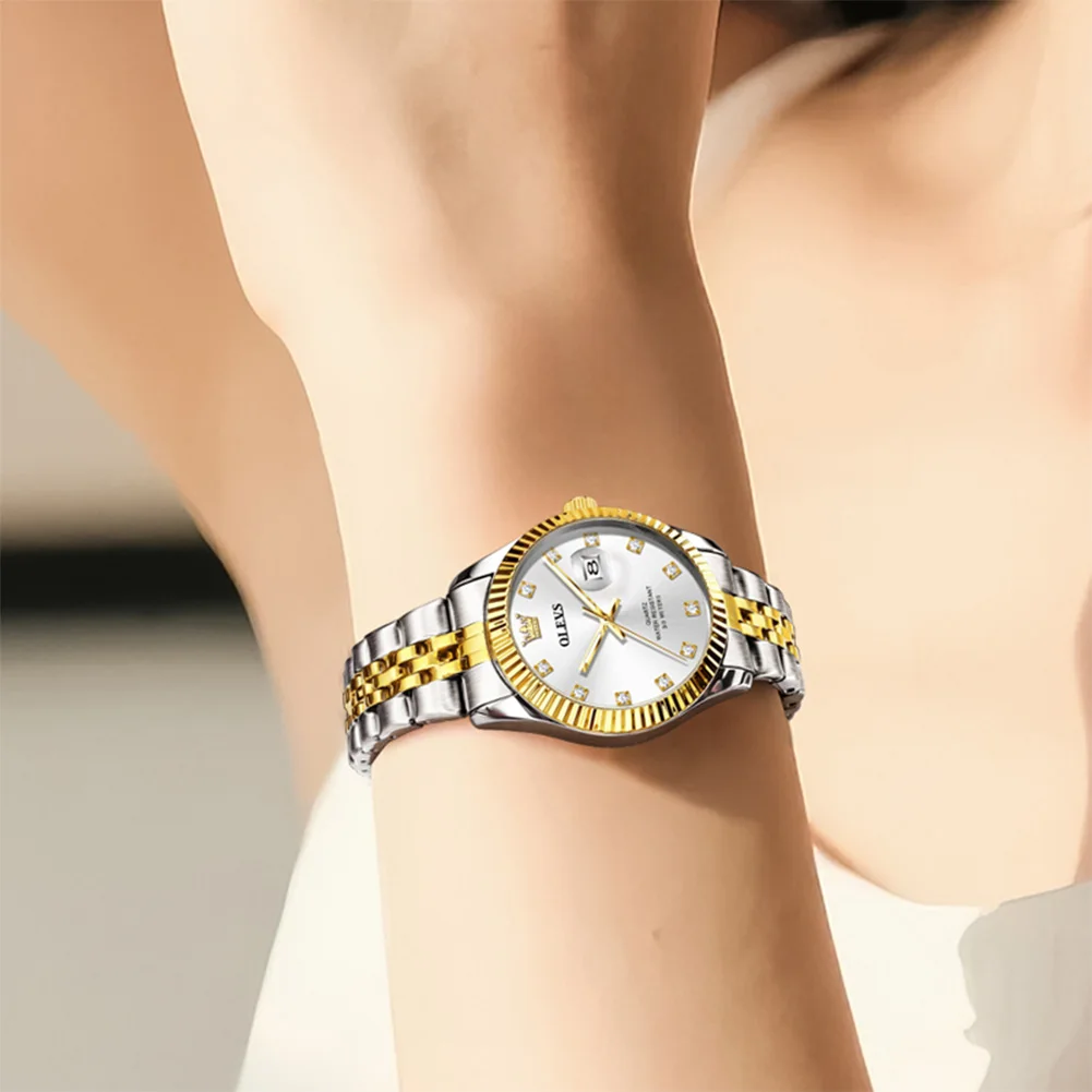 ساعة يد OLEVS 3705 أنيقة للسيدات مقاومة للماء من ا...