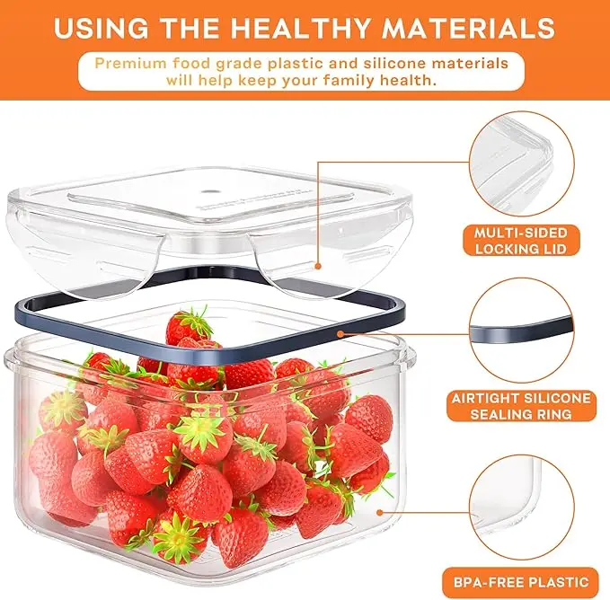 40-Piece Food Storage Containers with Lids, Airtight and Leakproof, Stackable, Microwave Safe, Ideal for Meal Prep, Organization 2