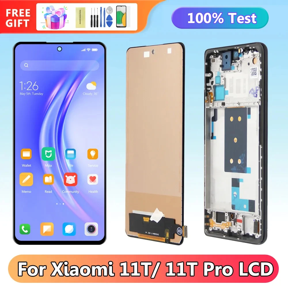 

6.67" Screen for Xiaomi 11T Pro 2107113SG Lcd Display Touch Screen With Frame Digitizer for Xiaomi 11T 21081111RG Replacement