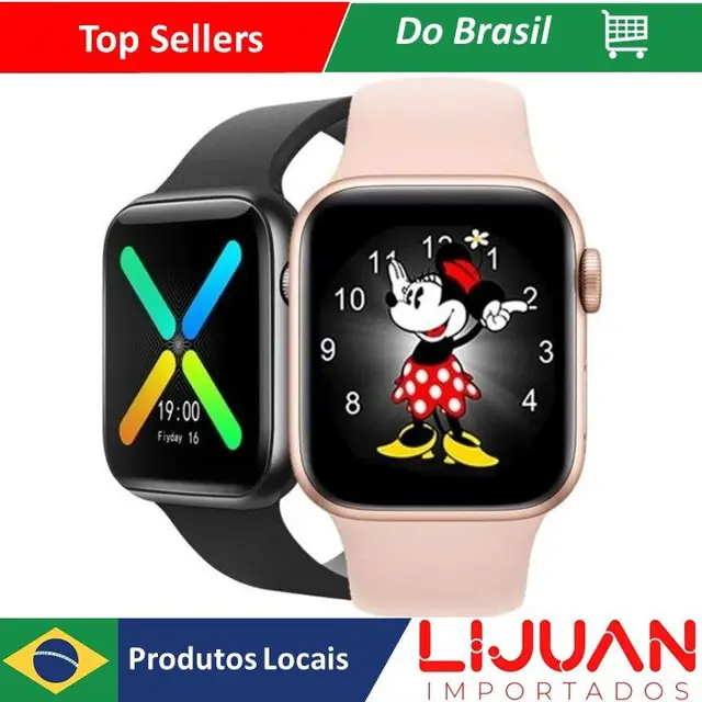 Relógio Smart watch Monitoramento Cardíaco, Conta Passos, Versão X8 2.0  Faces Mickey e Minnie IOS, Android