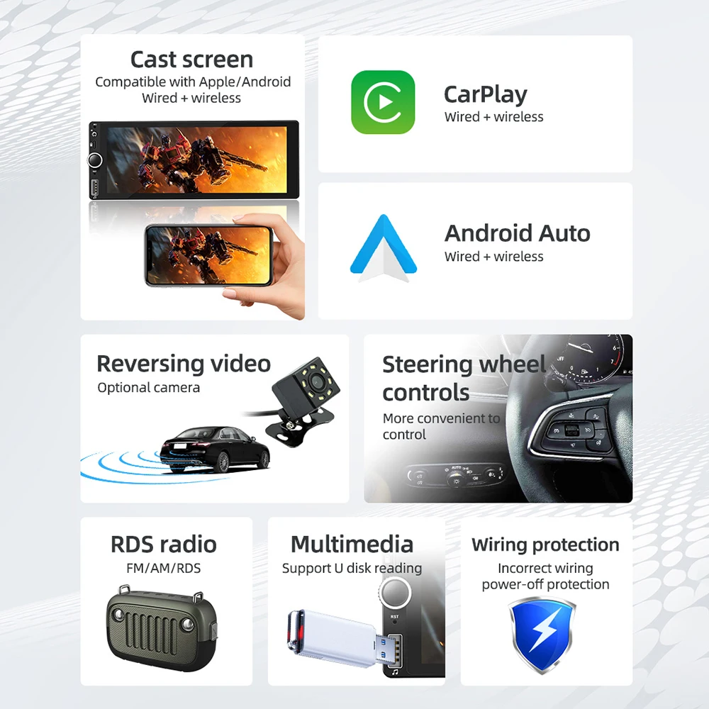 1 Din MP5 Car Radio 6.86'' MP5 Player Wired Carplay Android Auto Universal Multimedia Player Mirror Link Car Stereo 6 1 Din MP5 Car Radio 6.86'' MP5 Player Wired Carplay Android Auto Universal Multimedia Player Mirror Link Car Stereo - Image 6