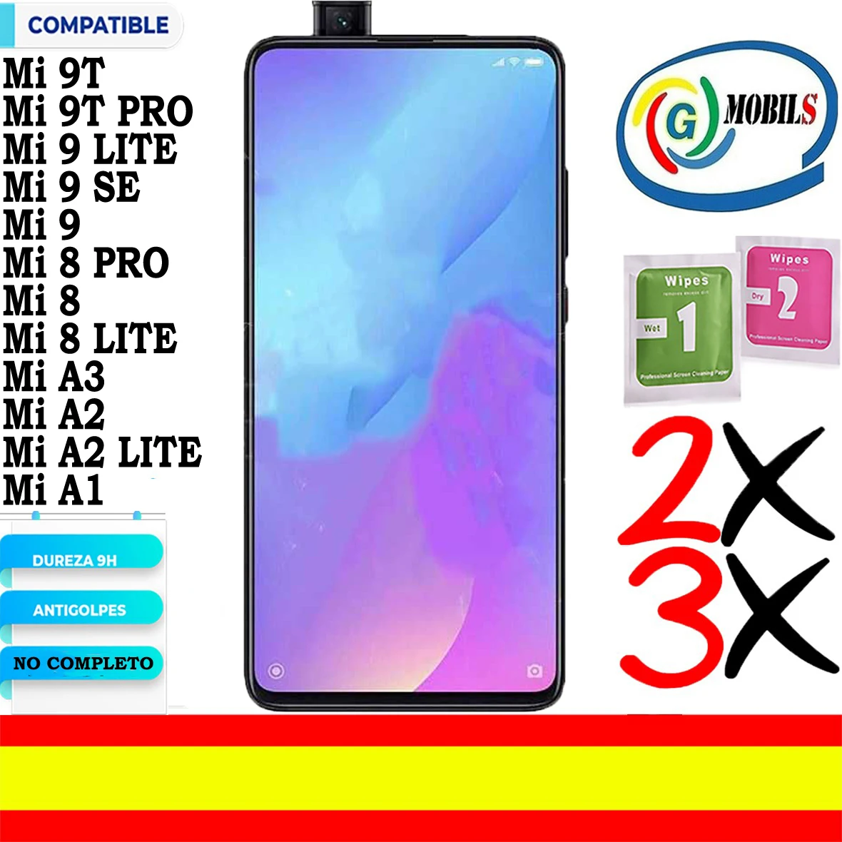 Pellicola Salvaschermo Generica Non Completamente Compatibile Xiaomi Mi 9T, Mi 9T Pro, Mi 9 Lite, Mi 9 Se, Mi 9, Mi 8 Pro, Mi 8, Mi 8 Lite, Mi A3, Mi 