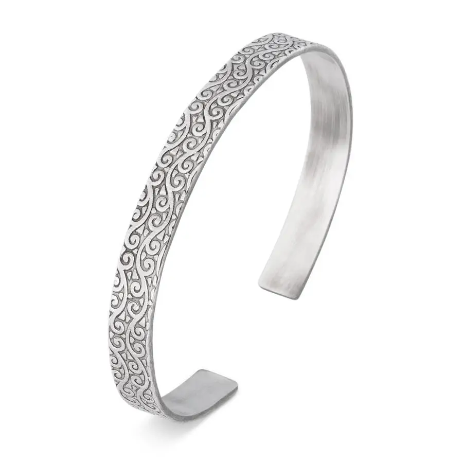 

925 Sterling Silver Men's Twig Pattern Clamp Bracelet Good Quality Modern New Generation Reliable Gift Special For Valentine