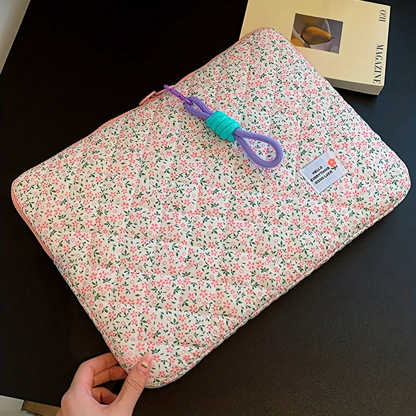 Floral Laptop Sleeve with Multi-Pocket Storage, Polyester Zippered Case – Lightweight Carry Bag