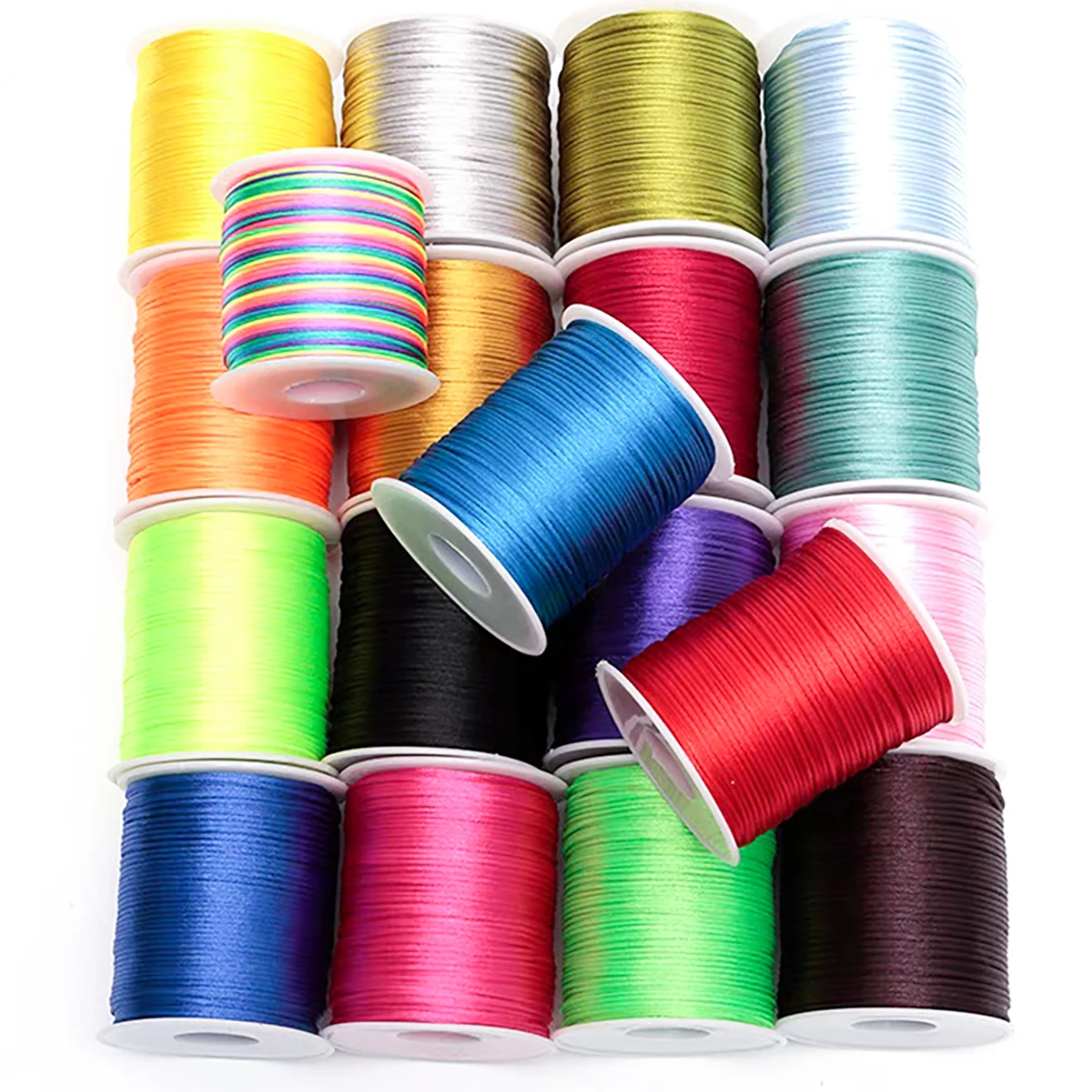 Nylon Cord 100m/Roll 2mm Nylon Line Cord Rat Tail Silk Forging Chinese Knot Thread Colorful Macrame Bracelet Braided Rope Jewelry Thread macrame cord nylon rope silk cord silk rope