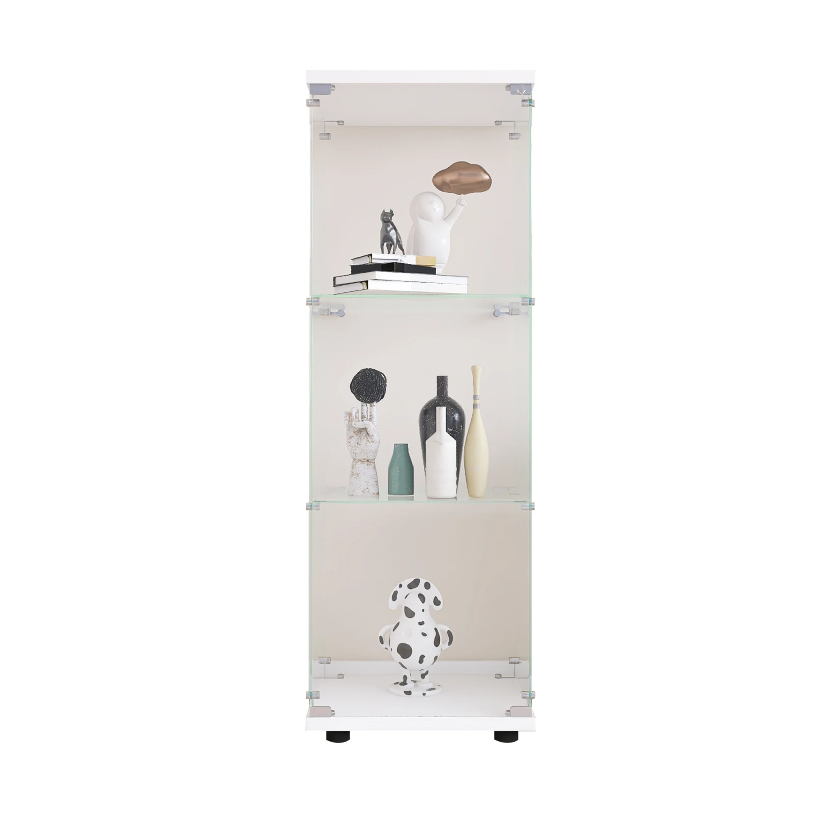 Rosahqnda Glasvitrine mit 3 Regalen und Tür, bodenstehendes Curio-Bücherregal für Wohnzimmer, Schlafzimmer, 16,7 x 14,3 x 49,3 Zoll – Detail 8