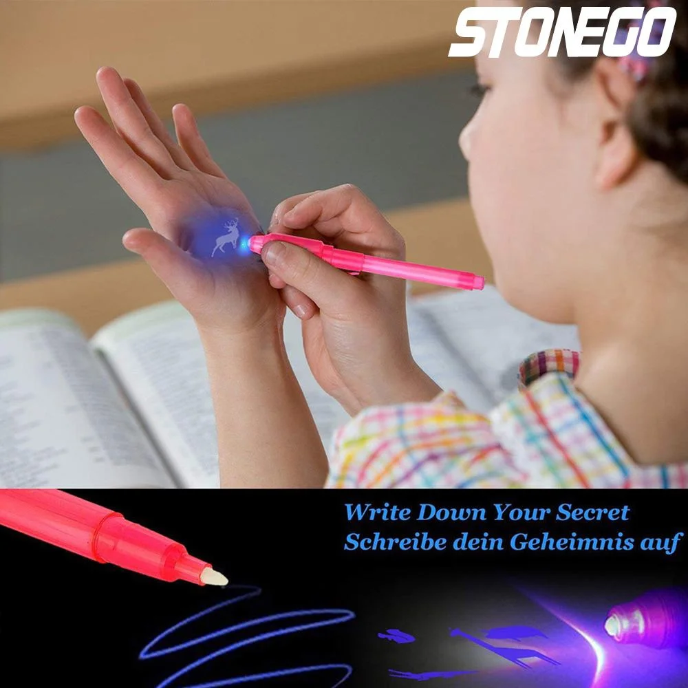 STONEGO Luminous Light Invisible Pen Magic UV Light Pen Secret Learning Magic Pen for Kids Party Favors Ideas Gifts Novelty Toy 3