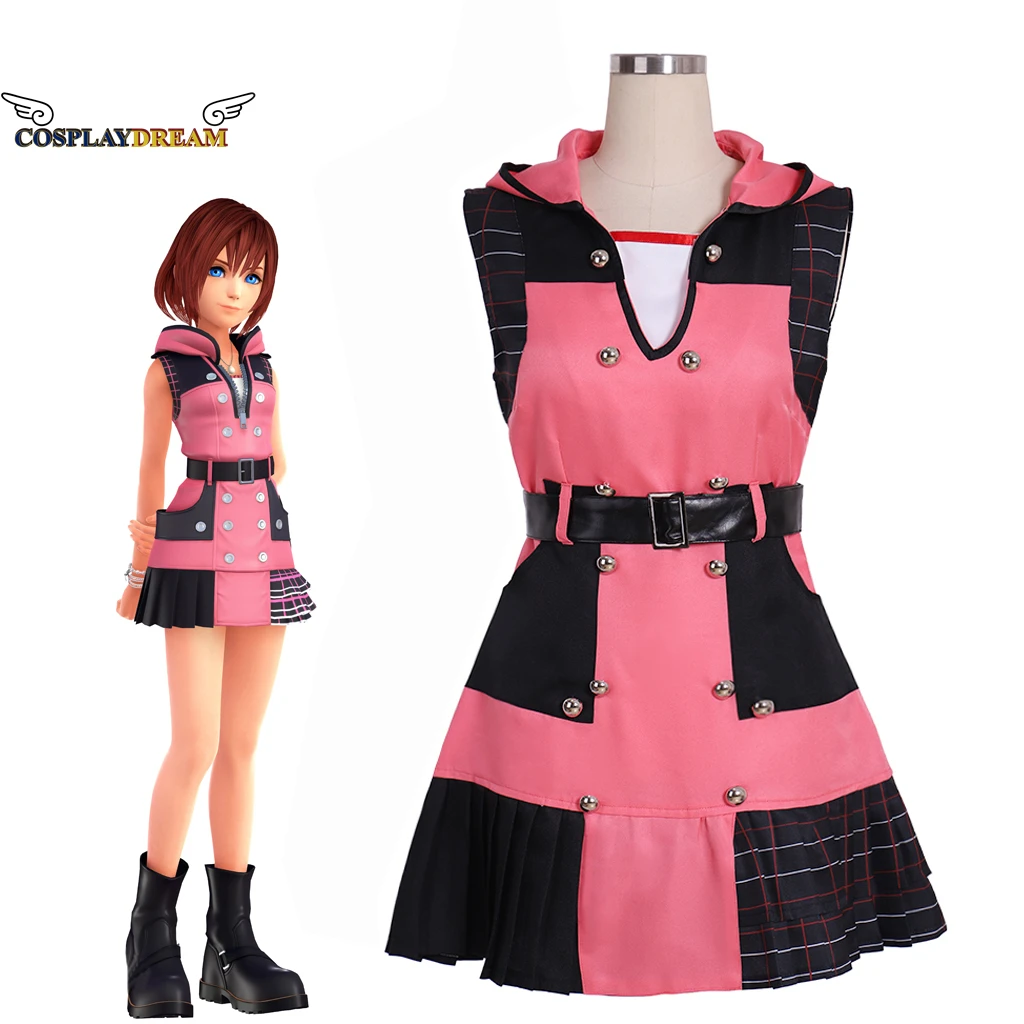 Kingdom Hearts Iii Kairi Costume Cosplay Outfit Combat Women Halloween Carnival Cosplay Costume Kh Iii Kairi Cosplay Pink Dress