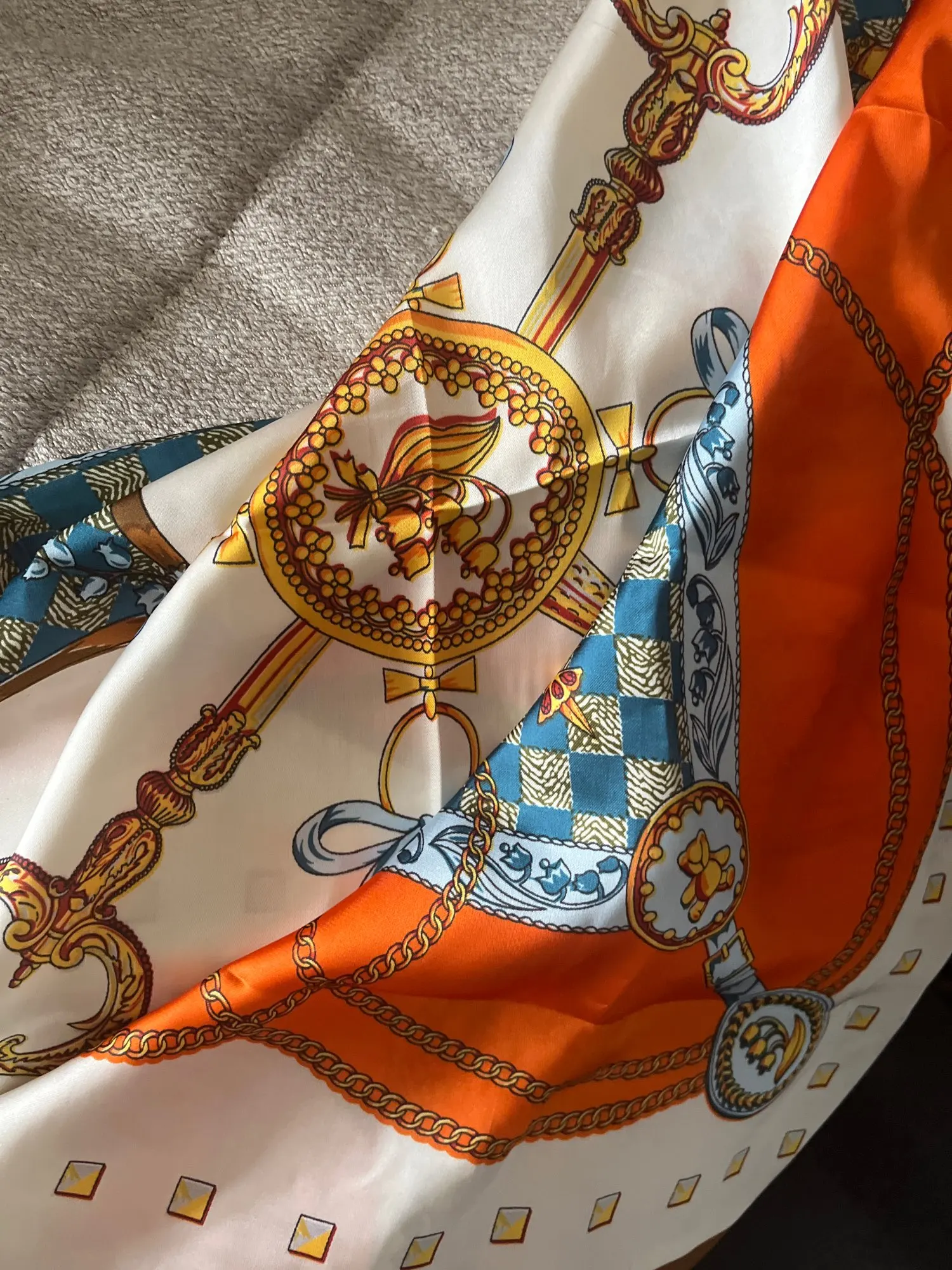 Flower Silk Square Scarf Women Satin Shawl Wrap Hijab Female Hair Band Wrist Luxury Headkerchief 70*70cm Echarpe 2024 Bandana photo review