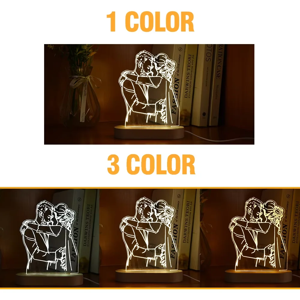 맞춤형 자동차 3D 사진 램프, 야간 조명, 지지대 맞춤 조각 베이스, 발렌타인 데이 기념일 생일 선물, 드롭쉽