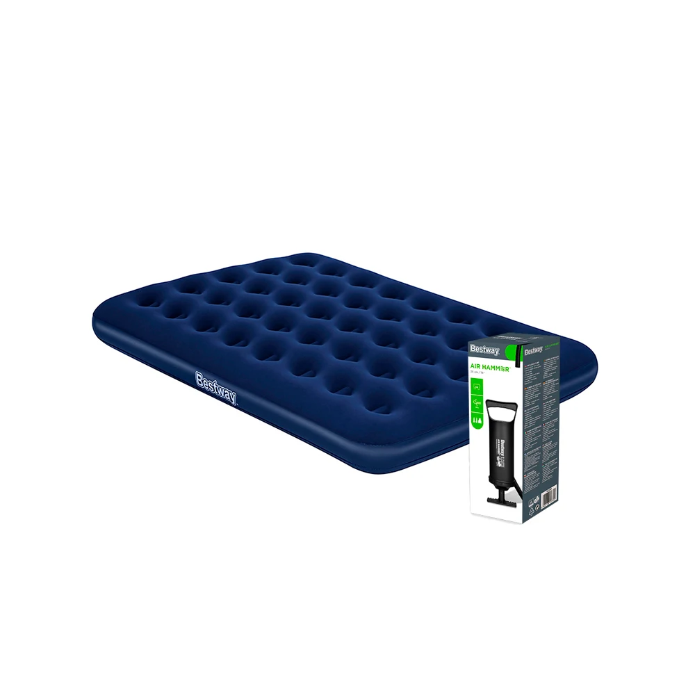 Colchón Inflable Matrimonial Cama De Aire Camping + Bomba