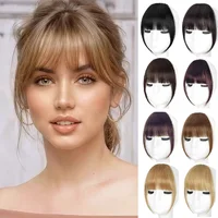 Frange française vaporeuse de cheveux humains avec des tempes, accessoires pour cheveux à frange incurvée, frange à Clip dans l'air, postiches Kawaii, changement rapide des cheveux 1