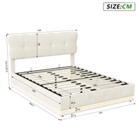 Кровать Urban Luxe 140х190 см с местом для хранения вещей, светодиодная световая полоса, реечный каркас кровати, односпальная кровать Velvet Beige — изображение 6