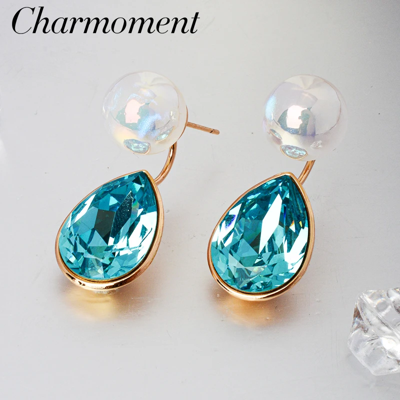 Charmoment Jewelry New Classic Perfect Bright Crystal Star Orecchini Noble Temperament Women Blue Waterdrop Ear Studs Girl Gift