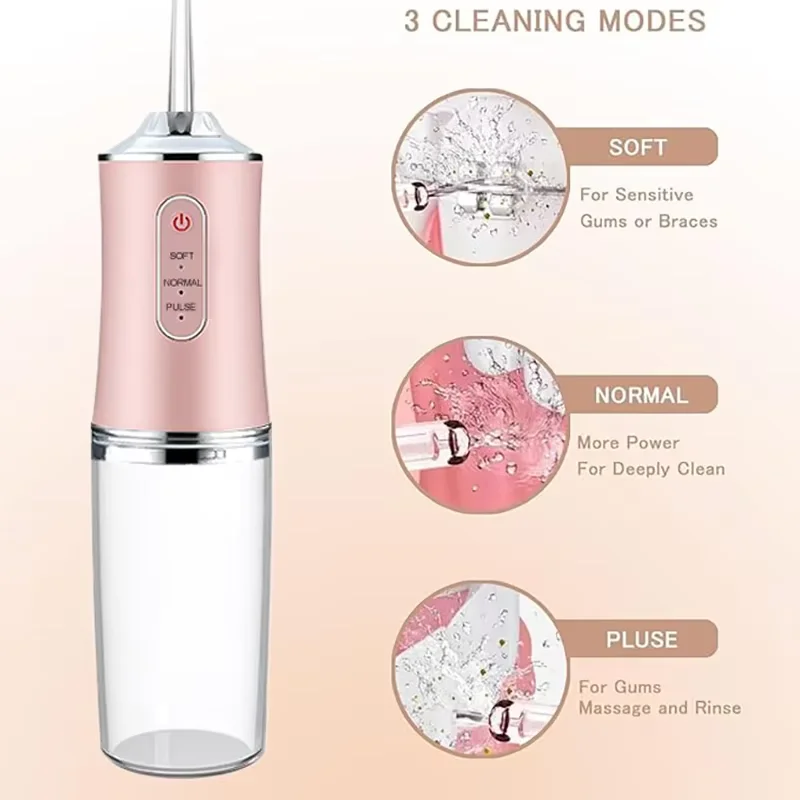 Oral Irrigator Rechargeable Portable Dental 3 Models 4 Jet Nozzles Water Teeth Pick Flosser Jet
