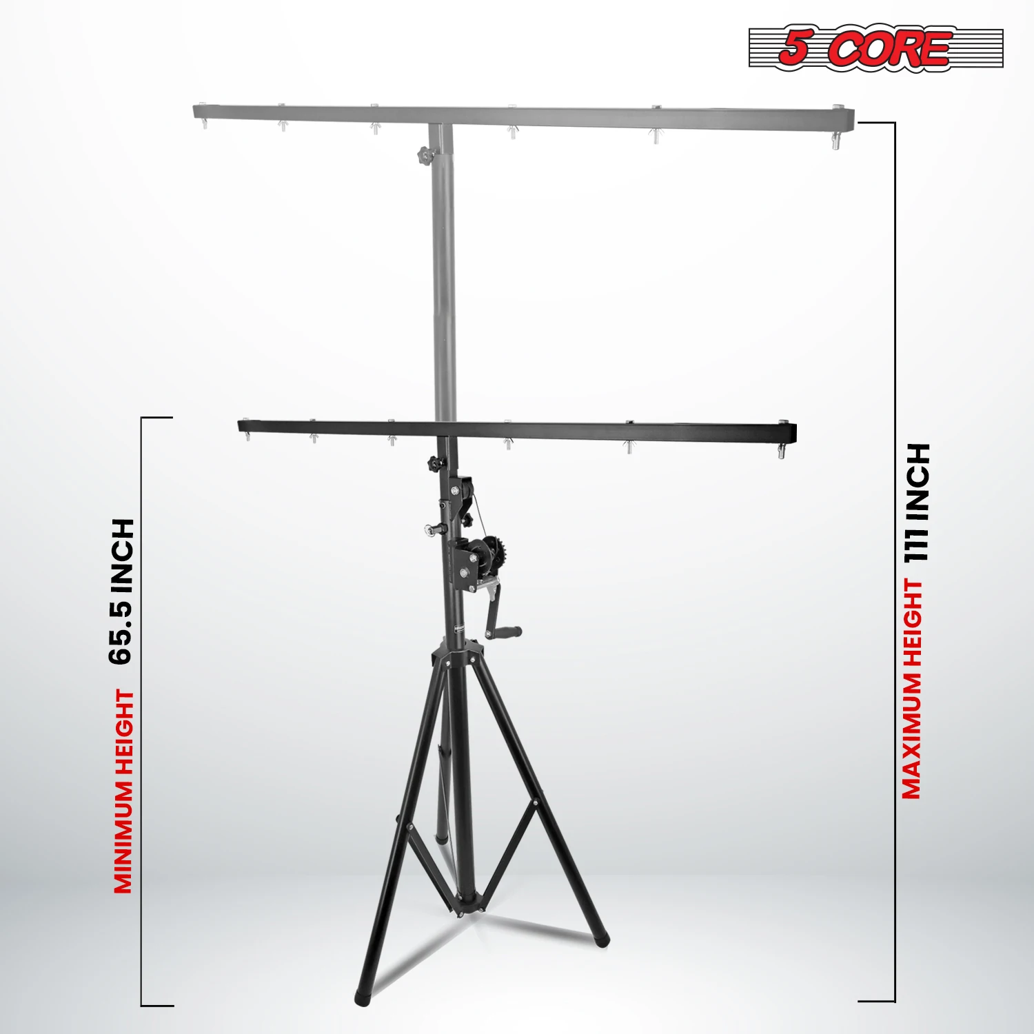 5 Core DJ Light Stand Stage Lighting Truss System Hand Crank Heavy Duty Adjustable T bar Mount Tripod LS 120 CRANK