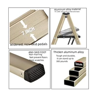 Échelle pliante légère en aluminium, échelle à structure triangulaire stable avec capacité de charge de 150 kg, design avec pédales antidérapantes et pieds en caoutchouc, échelle domestique en profilé d'aluminium épaissi, pliable ultra-mince pour gagner de la place, facile à ranger derrière la porte, le canapé ou le placard. 5