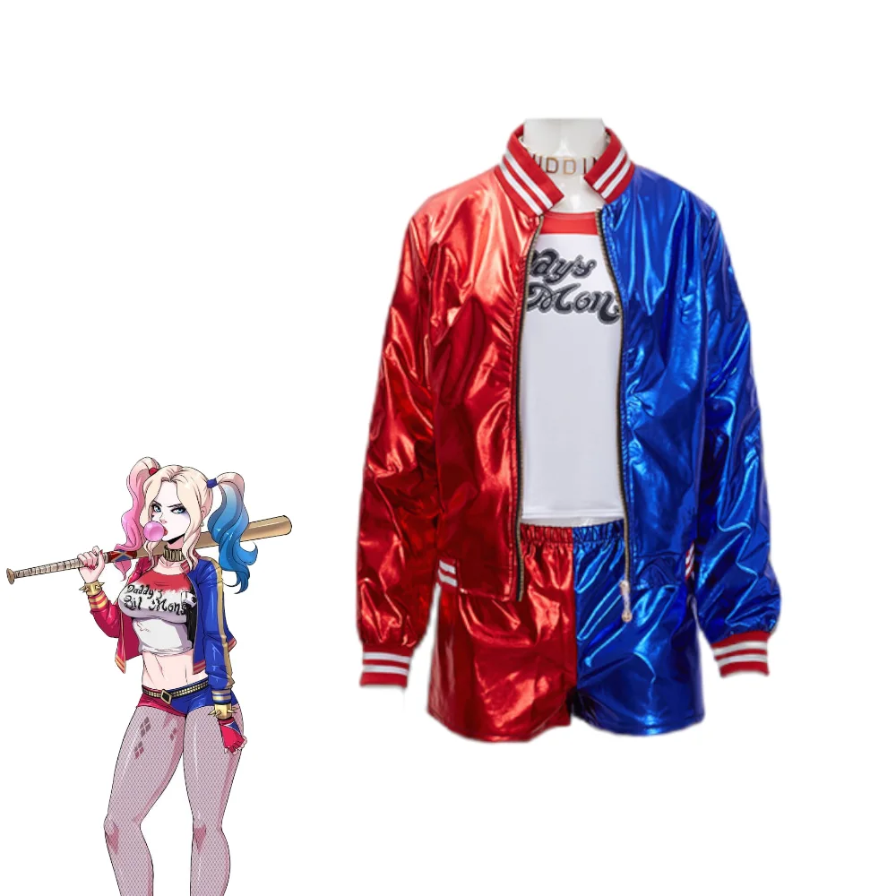 Kids Harley Quinn Suicide Squad Bomber Jacket – Red & Royal, Halloween Cosplay Costume (Ages 5-13 Years, UK Made)