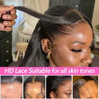 Perruques en cheveux humains vietnamiens, super double drawn, lisses comme des baguettes, sans colle, prêtes à porter, 7x5, cheveux vierges bruts 4