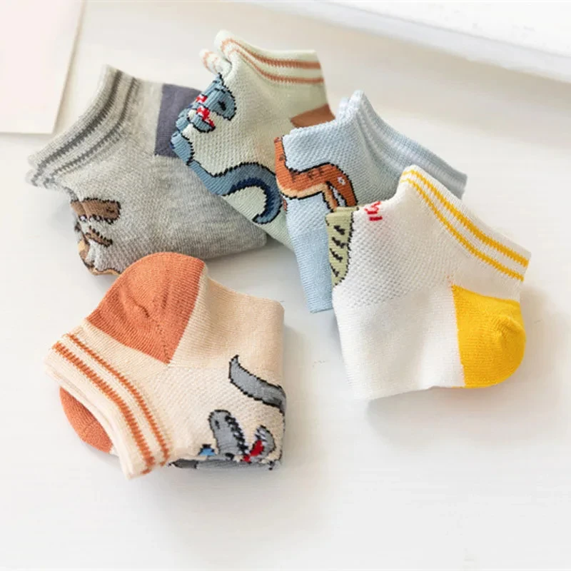 Boy's Dinosaur Pattern Socks Comfortable Breathable Casual Soft Kids Socks