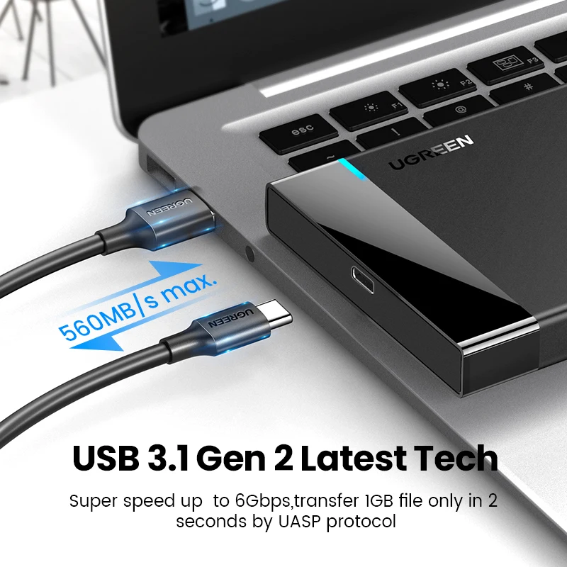 UGREEN HDD ̽ 2.5 ġ SATA-USB 3.0 ϵ ̺ Ŭ, SSD ũ HDD USB C 3.1 Gen 2 ̽ HD , RU Ư Ǹ