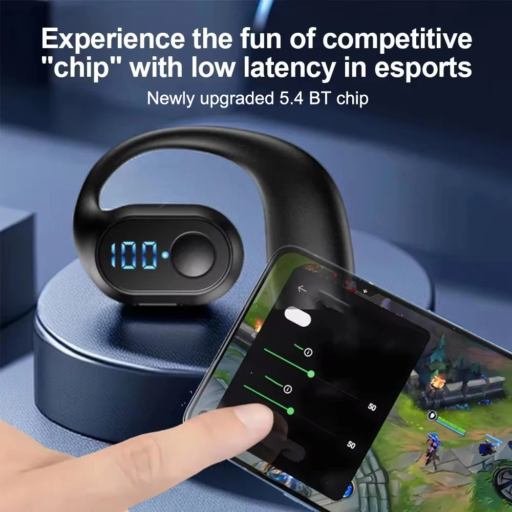 1pc Bluetooth 5.4 Headphones TWS Wireless Ear Hook Earphones HiFi Noise Reduction Headset Sports Earbud for Huawei Xiaomi 3