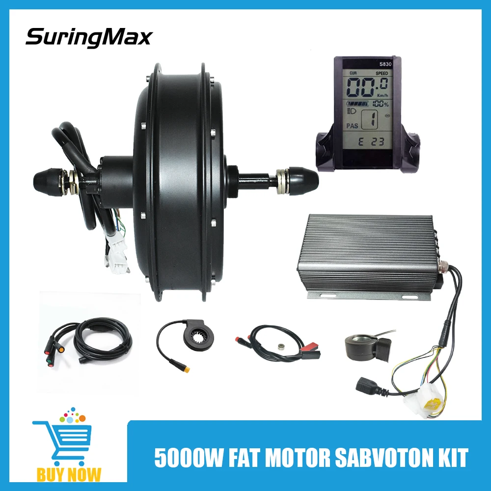 Electric Motorcycle 5000w Hub Motor Kit, Ebike Conversion Parts , 50H Fat Tire, 175mm, 190mm, 72V 100A Sabvoton Controller