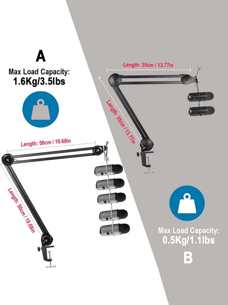 Blue Yeti Microphone Arm Stand Heavy Duty Suspension Mic Boom Scissor With Mic Pop Filter 5/8" Adapter For Blue Snowball Holder