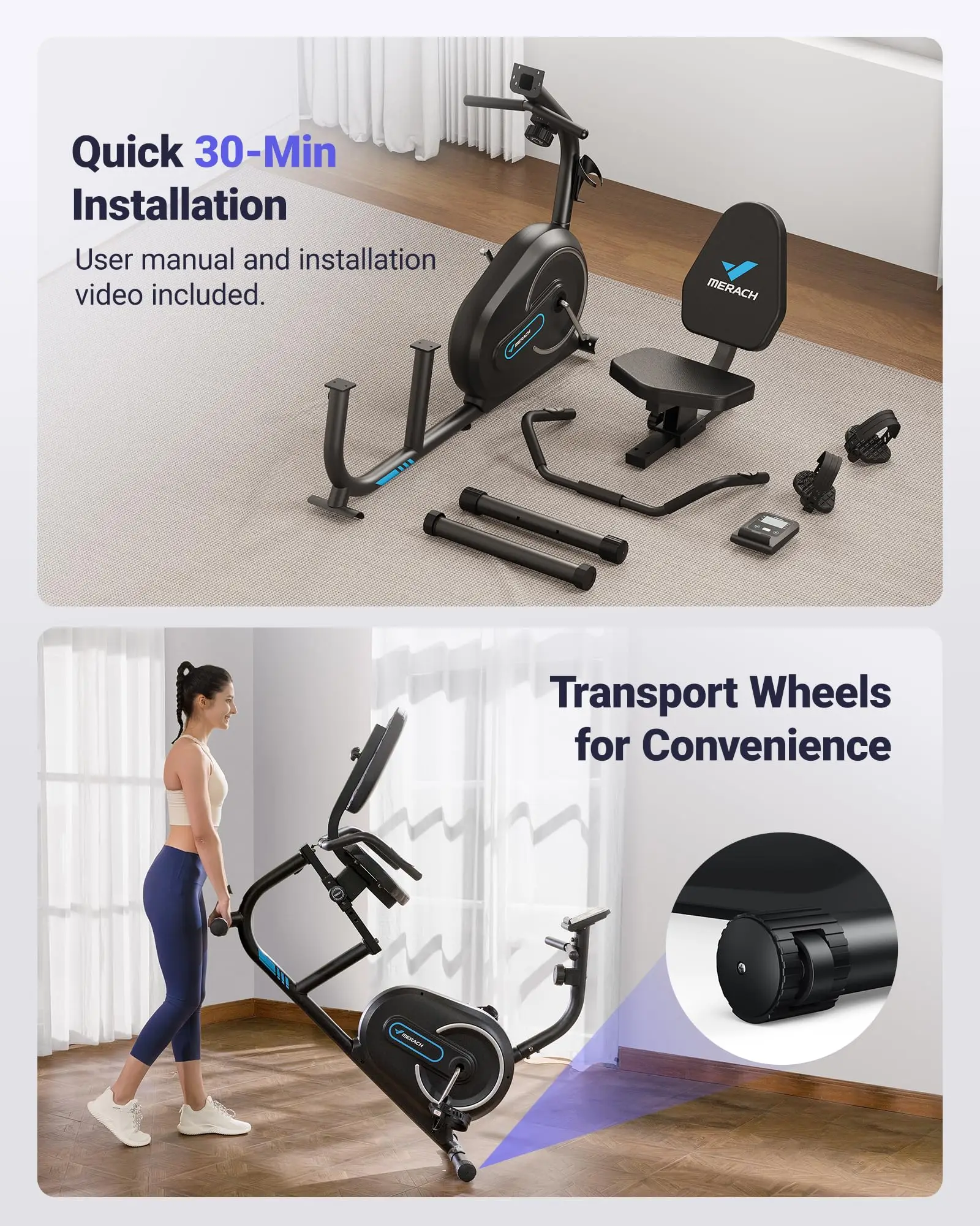 MERACH Recumbent Exercise Bike for Home Smart Bluetooth