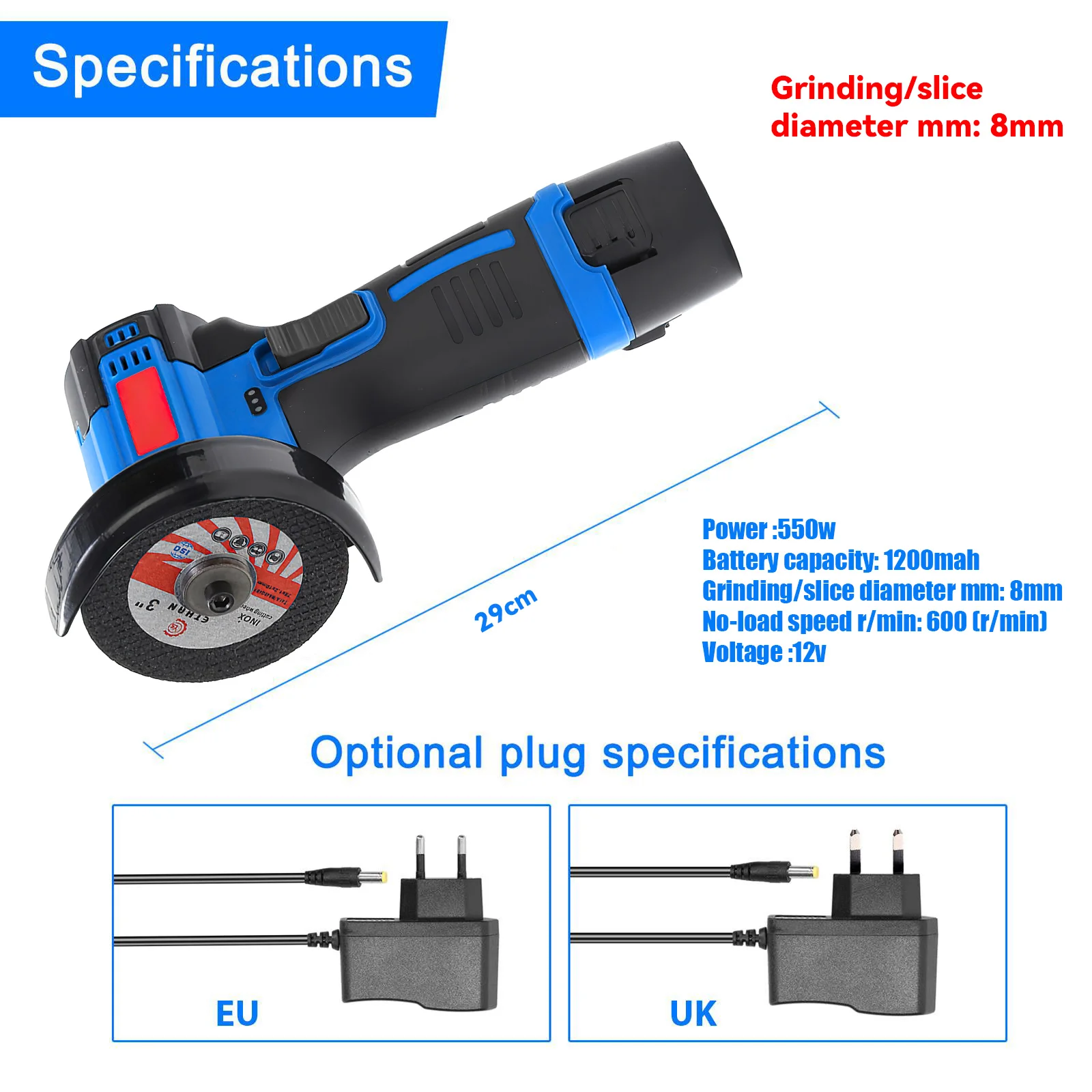 Angle grinder close-up of spindle