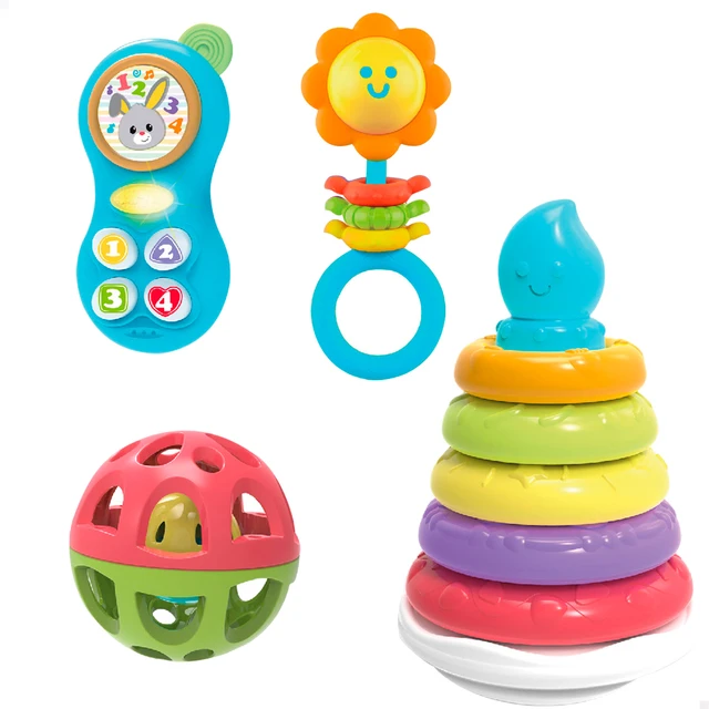 Winfun Set 4 baby toys, baby toys, rattles and mobiles for baby, rattle,  baby teether, baby teether, baby gifts, baby accessories, baby toys 0-6  months - AliExpress