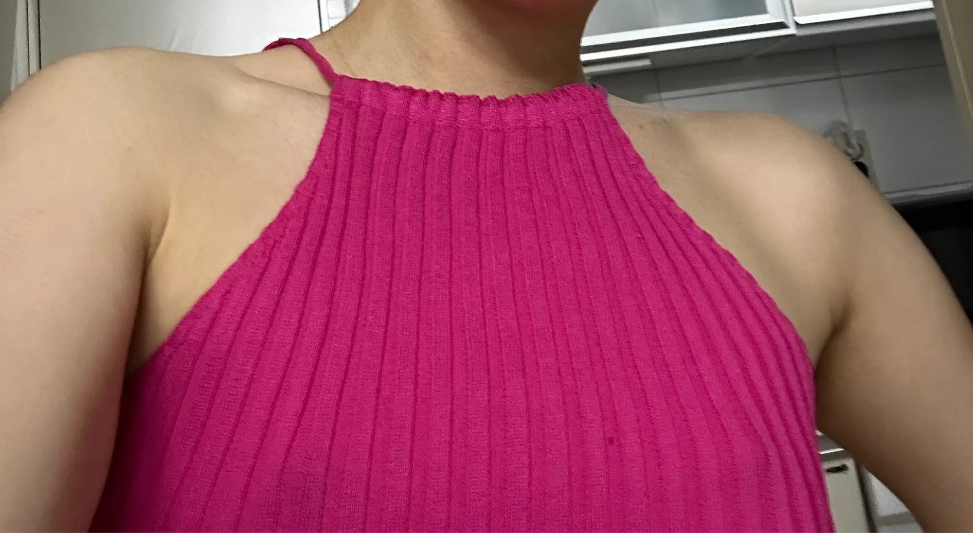 Women's Y2K Tie Backless Crop Halter Knit Top photo review