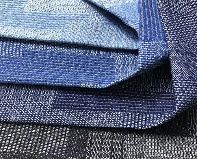 10oz Jacquard Jeans Fabric Cotton Tridimensional Figured Cloth Washed Blue Denim Shirting Textile