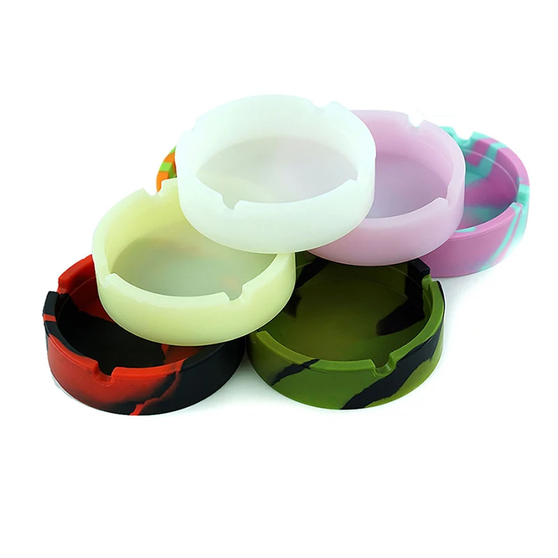 Round Luminous Silicone Ashtray for Cigarette Portable Soft Ash Tray Light in the Dark Gifr for Smoker silicone ashtray cigarettes ashtray portable ashtray