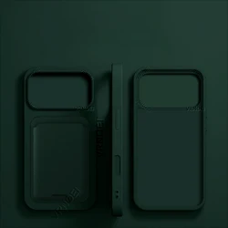 Enhanced Card Wallet Phone Case - Stylish Shockproof Back Cover with 3 - in - 1 Functionality - iPhone 15 Plus (Black Green)
