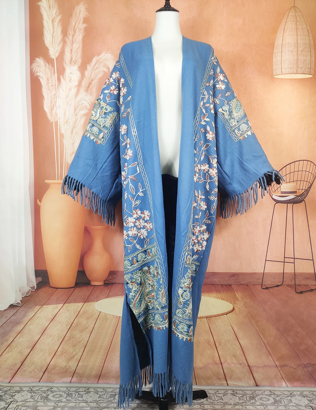 Autumn Winter African Women's Cashmere Open Front Feather - Main Image