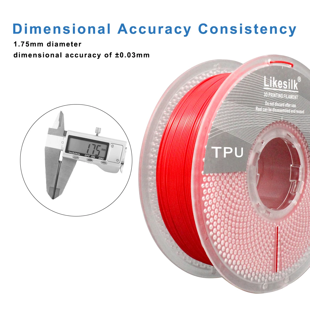 Likesilk 95A TPU Filament, Soft Flexible 3D Printer Filament