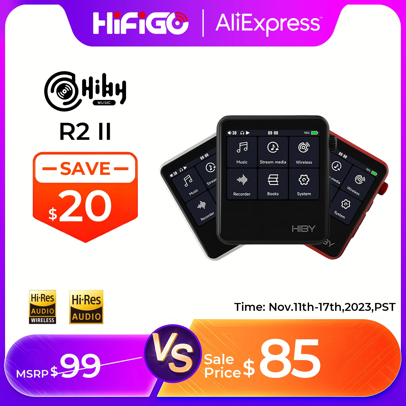 HiBy-R2-II-R2-GEN-2-Portable-MP3-Bluetooth-WiFi-Music-Player-USB-DAC ...
