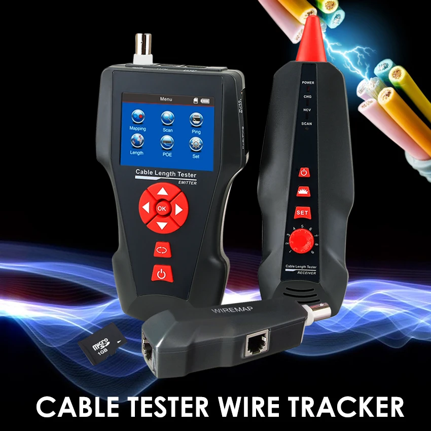 

Cable Length Tester Wire Tracker RJ11/RJ45/BNC Cable With Free TF Card POE PING Ethernet Tester, STP/UTP 5E, 6E