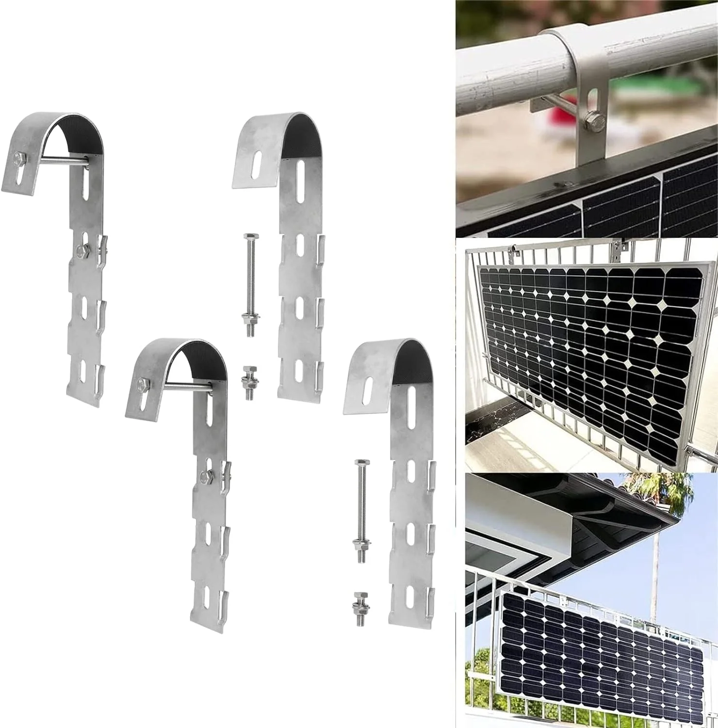 Painel Solar Suporte Ganchos para Varanda Suporte para Trilhos Módulo pv Aço Liga Varanda Pcs Pcs