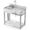39in Stainless Steel Utility Sink, Outdoor Sink Station with Cabinet 1