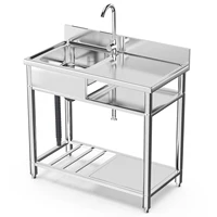 39in Stainless Steel Utility Sink, Outdoor Sink Station with Cabinet 1