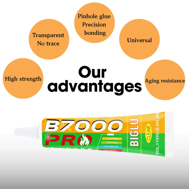 BIGLU B7000 PRO Glue Clear Contact Universal Glass Plastic DIY Phone Repair Adhesive B 7000 With BIGLU B7000 PRO Glue Clear Contact Universal Glass Plastic DIY Phone Repair Adhesive B-7000 With Precision Applicator