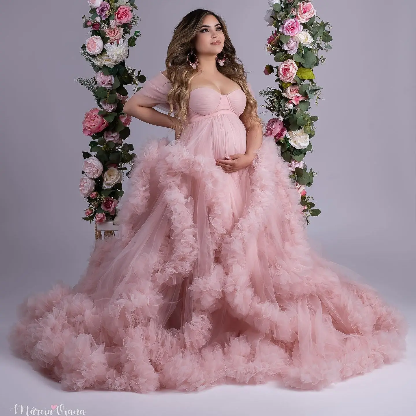 Maternity Tulle Robe Tulle Maternity Dress For Photoshoot Long
