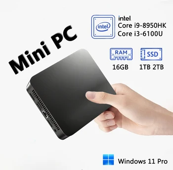 Mini PC Windows 11 Pro Intel i9-8950HK/Intel i3-6100U 16GB RAM 1/2TB SSD WiFi6 BT5.2 Computer Desktop Portatile da Lavoro