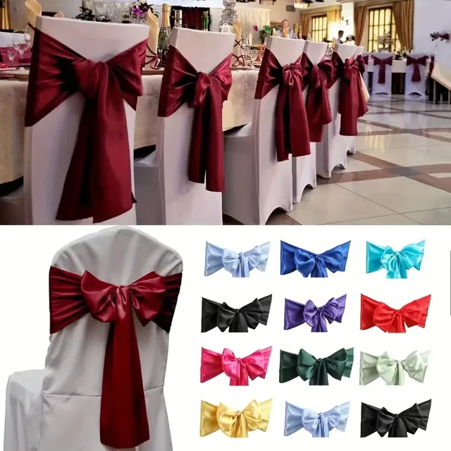 1PC 275cm/108in Satin Chair Bow Sashes Wedding Chair Knots Ribbon Butterfly Ties For Party Event Banquet Home Decoration