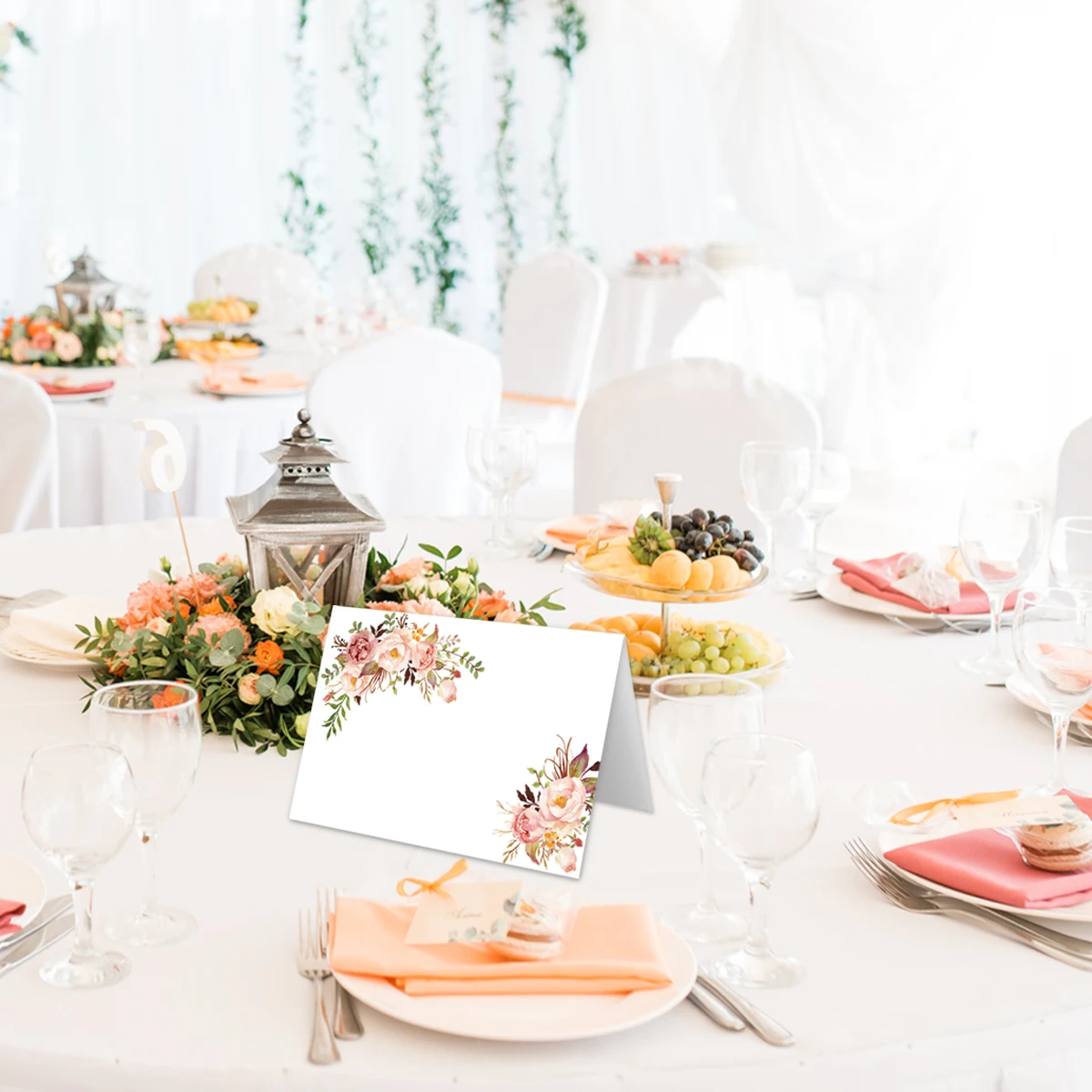Floral Table Place Cards Easy Folding 10Sheets