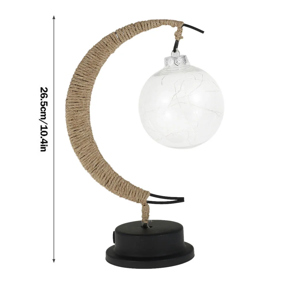 LED 별 달 라탄 테이블 램프 창의적인 헴프 스탠드 홀더 로프 철제 장식 라마단 달 소원 볼 램프